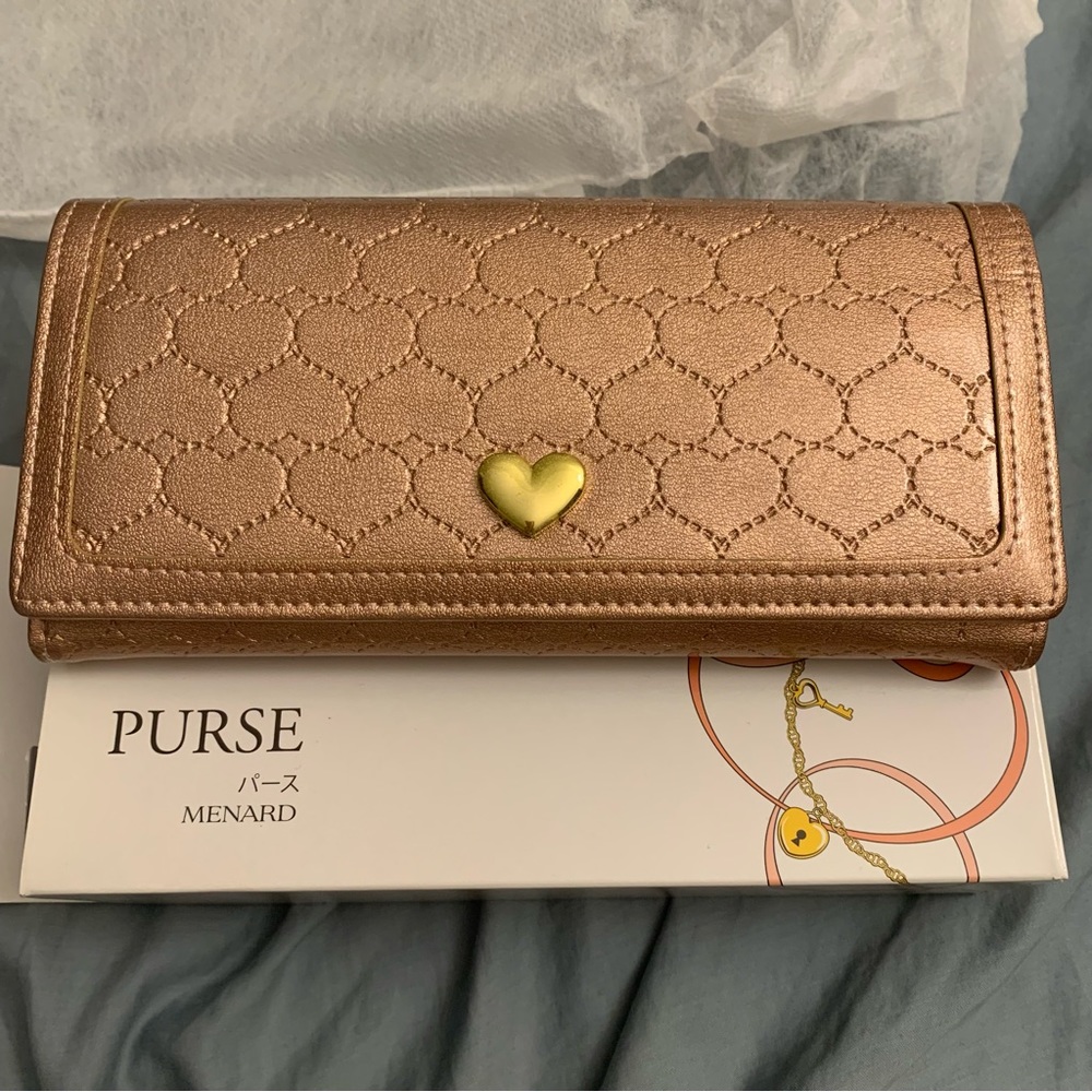 cute metallic pink long wallet